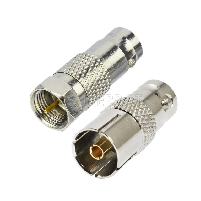 BNC Jack Female to F Plug Male and BNC Jack Female to TV Jack Female RF Radio Antenna Coax Adapter