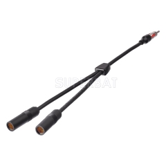Superbat Universal Vehicle Car FM AM Radio Receiver Antenna Aerial Adapter Converter Cable, DIN Plug to Dual DIN Socket Y-type Combiner Cable 30cm