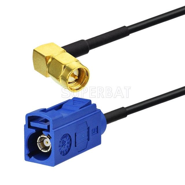 Superbat Fakra C Female to SMA Male Right Angle RG174 GPS Pigtail Coax Cable for GPS Antenna