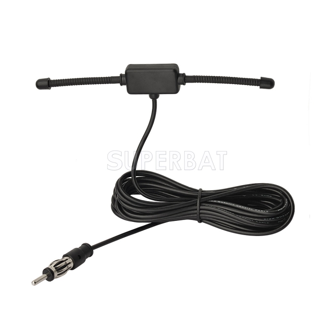 AM FM Dipole Antenna Hidden Adhesive Mount for Radio Stereo Head Unit Receiver with Motorola DIN Plug Connector