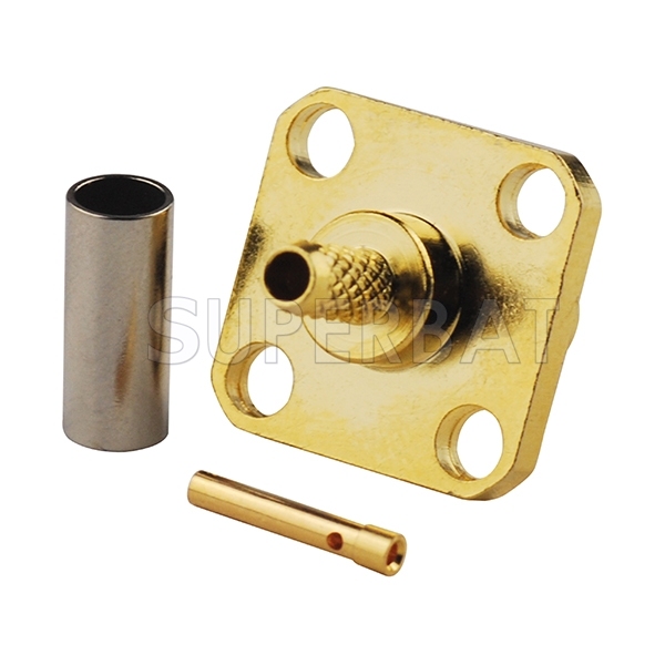 Superbat RF connector SMA Jack Straight 4 Hole Flange connector for RG-142 RG-400 Coax Cable