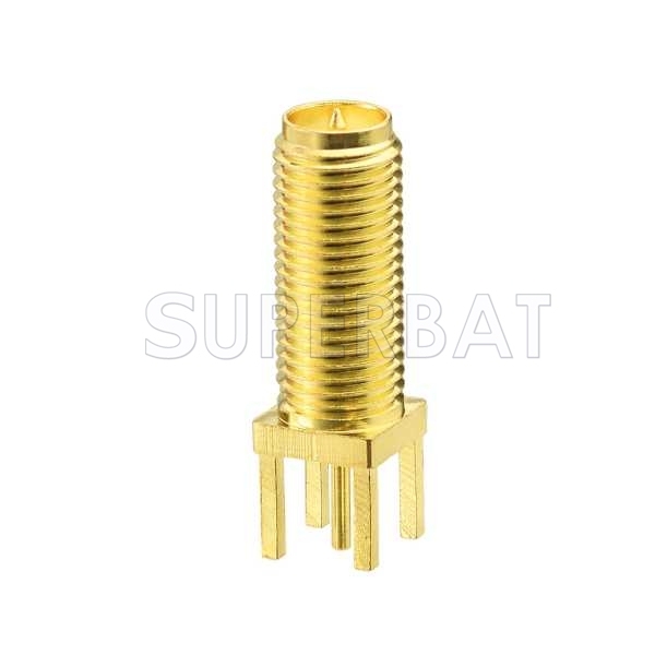Superbat SMA Female Jack 4 hole mount long version PCB Through Hole straight connector