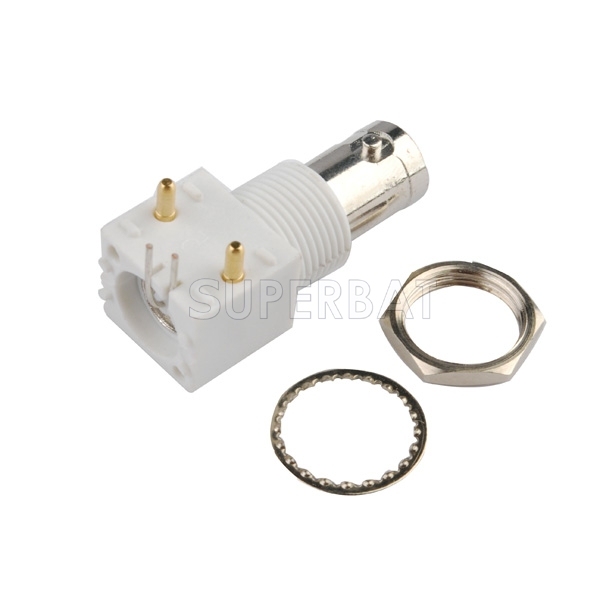 Superbat BNC Jack Right Angle Through Hole Bulkhead PCB Mount 75 Ohm
