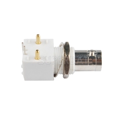 Superbat BNC Jack Right Angle Through Hole Bulkhead PCB Mount 75 Ohm