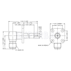 Superbat SMA  Female Right Angle Jack Flange with Long Insulator Solder Cup Connector
