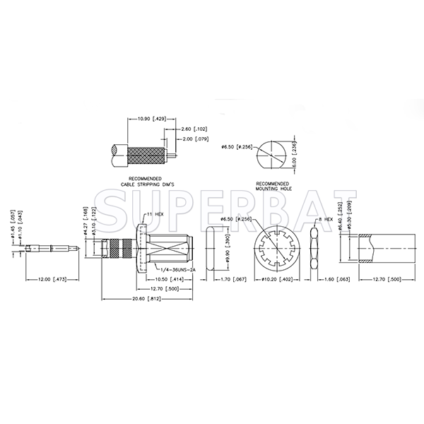 Superbat SMA Straight Crimp Jack Female Bulkhead Reverse Polarized Connector for RG-58 KSR-195