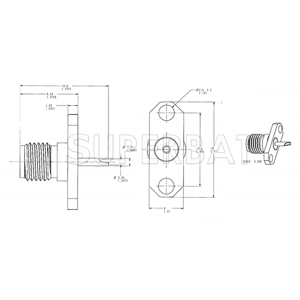 Superbat SMA  Female Jack Flange Straight Solder Cup Connector