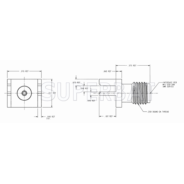 SMA Jack Female PCB Mount Connector Straight for .068 inch End Launch