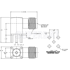 Superbat SMA Jack right angle PCB Thru hole Female