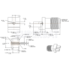 SMA Female Jack Straight Slide-On Square Flange 50 Ohm for .068 inch PCB End Launch