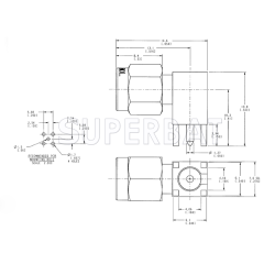 Superbat SMA Male Plug right angle PCB Thru hole