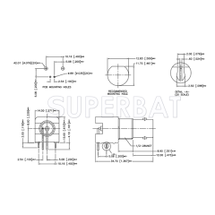 Superbat BNC Jack Right Angle Through Hole Bulkhead PCB Mount 75 Ohm