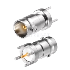 75 Ohm BNC Jack Female PCB Mount with Post Terminal 4 Stud Connector