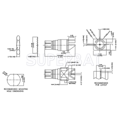 Superbat BNC End Launch Push-On Plug for 0.062 inch PCB 75 Ohm Bulkhead Connector