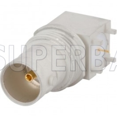 BNC Jack Female Right-angle Bulkhead PCB - Through 4 Hole 75 Ohm Connector