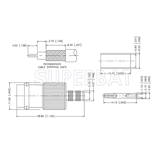 Superbat RF Connector BNC Straight Jack Female Clamp for LMR-195 KSR-195