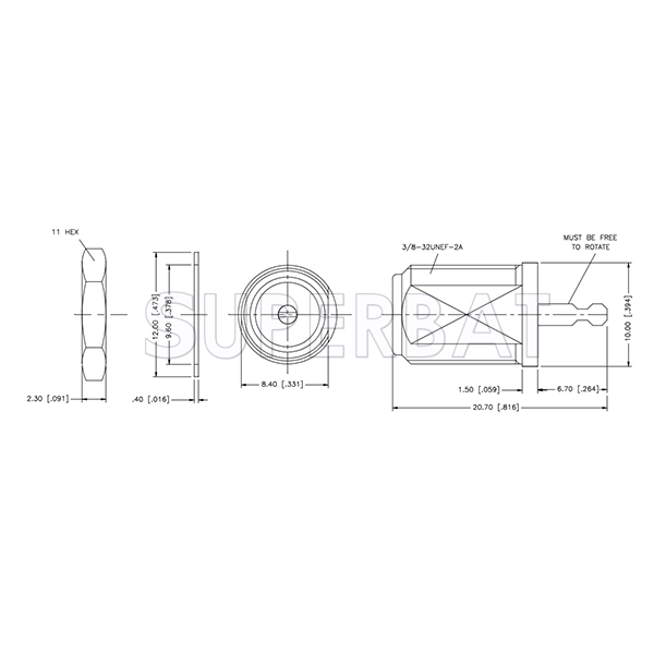 Superbat F Type Female Jack Bulkhead PCB Surface Mount Connector 75 Ohm