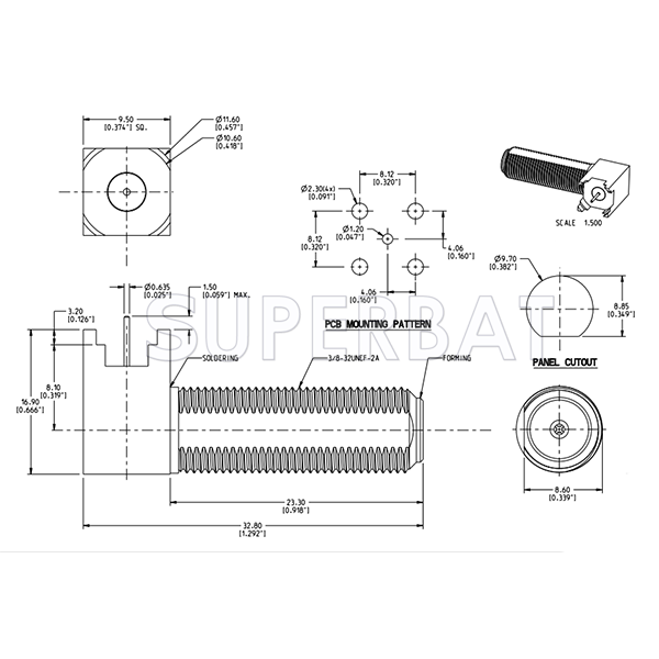 F Type Jack Female Right Angle PCB Mount RF Connector 75 Ohm with Post Terminal