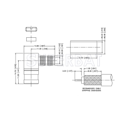 SMB Plug (female socket) Right Angle Crimp Coaxial Connector 50 Ohm for LMR195 KSR195