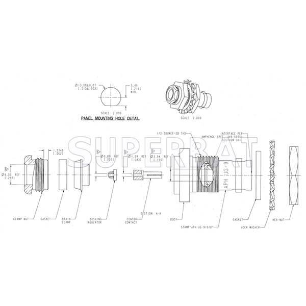 Superbat BNC Female Jack Straight Clamp Connector 50 Ohm for LMR-195 KSR-195