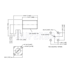 75 Ohm F Type PCB Jack Right Angle Through Bulkhead Connector