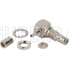 SMB Jack (male pin) Right Angle Crimp Coaxial Bulkhead Connector 50 Ohm for RG 178