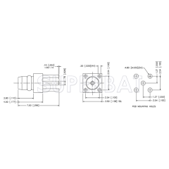 MMCX Plug Straight PCB Through Hole Connector with Four Stud 50 Ohm