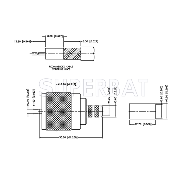 Superbat PL259 UHF Plug With Gold Plated Contact and Nickel Plated Body for RG-8X LMR-240 and similar cables