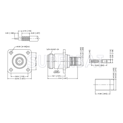 Superbat 50 Ohm N Type Jack Female Panel Mount 4 Holes Crimp Connector For LMR-400 Coaxial Cable