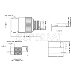 Superbat 50 Ohm N Type Jack Female Straight Crimp Connector For RG-214 Coaxial Cable