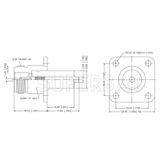 Superbat N 50 Ohm Type Straight Jack 0.705 Inches Round Post 4-Hole Flange Connector