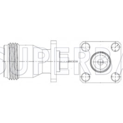 Superbat N Type Straight Jack Flat Tab 50 Ohm 4-Hole Flange Connector