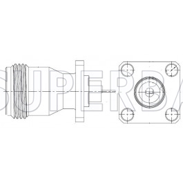Superbat N Type Straight Jack Flat Tab 50 Ohm 4-Hole Flange Connector