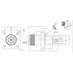 Superbat  50 Ohm N-Type Straight Jack Female Solder Cup Panel Mount RF Connector