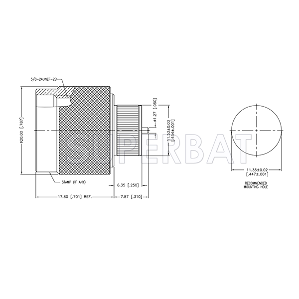 Superbat 50 Ohm N Type Plug Male Striaght 0.06 Inches Round Post Connector