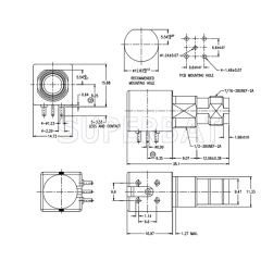 Superbat TNC Female Jack PCB Through Hole Right Angle RF Connector 50 Ohm