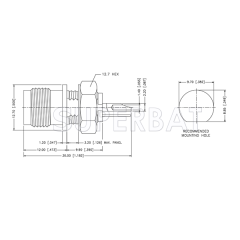 Superbat TNC Female Jack Round Post Bulkhead with O-ring RF Connector 50 Ohm