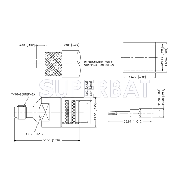 TNC Female Jack Crimp Connector 50 Ohm for LMR-600 Coax Cable