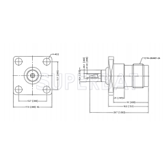 Superbat TNC Jack (male pin) Reverse Polarized Round Post 4-Hole Flange RF Connector 50 Ohm