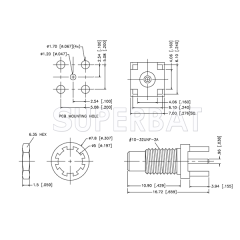 Superbat SMC Straight Jack Female Bulkhead PCB Through Hole Connector