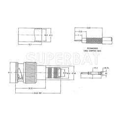 Superbat Mini-BNC Straight Bulkhead Crimp Plug Male Connector 75 Ohm for RG-59 Coax Cable