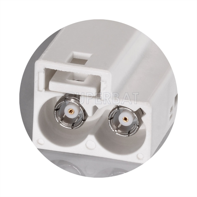 Superbat FAKRA Jack Code B White Double Socket Connector for Coaxial Cable RG316 RG174