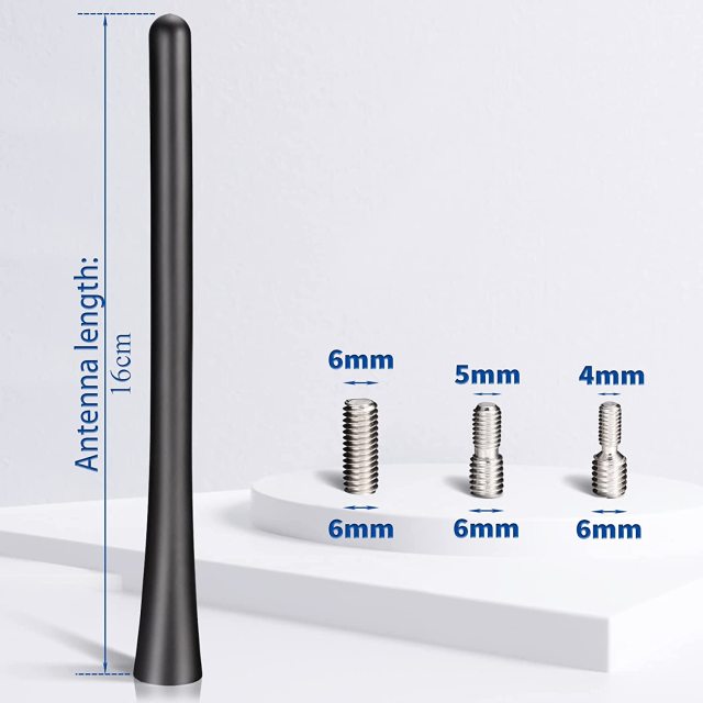 6.3 Inch Car AM FM Antenna mast with 3 adapter screws