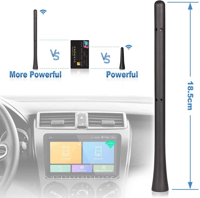 Superbat Car Truck Radio Rubber Vehicle Antenna Mast 7 inch 18.5 cm FM DAB Roof Mount Replacement for VW Beetle Bora Golf IV V VI Polo UP Seat Mii Skoda Citigo Fabia ii with M4 M5 M6 Screw Adapter