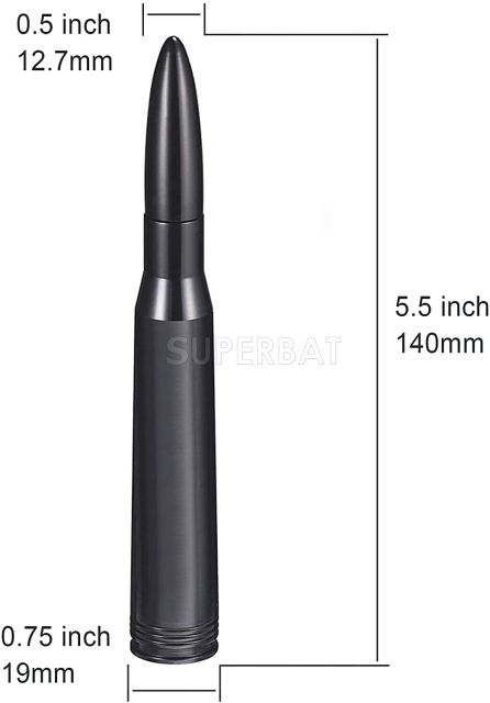 Superbat Vehicle Bullet Antenna Mast Car Truck Antenna Replacement for (2012-2018) GM Chevy Chevrolet Silverado 1500 2500 3500 HD  Colorado Avalanche Cadillac Escalade - 5.5 Inch Car Wash Proof Antenna