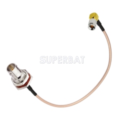 BNC-75 BulkHead Jack with O-ring to 1.0/2.3-75 Right Angle Plug RG179 20cm