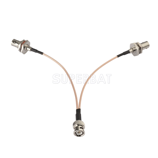 BNC Straight Plug to BNC BulkHead Jack with O-ring to BNC BulkHead Jack with O-ring RG316 15cm