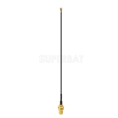 SMA BulkHead Jack to U.FL Right Angle Jack Flexible 1.37 15cm