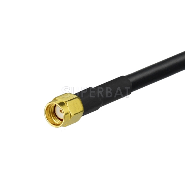 N BulkHead Jack with O-ring to RP-SMA Right Angle Plug LMR195 100cm