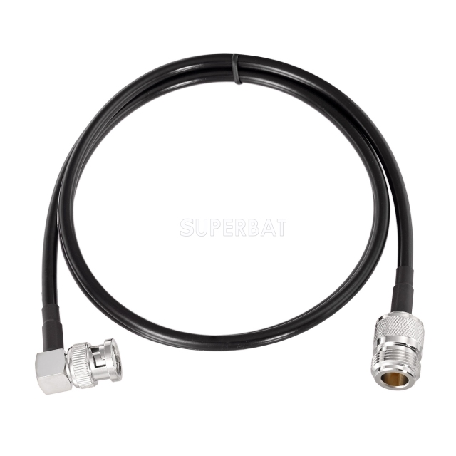 BNC Right Angle Plug to N Straight Jack RG58 100cm